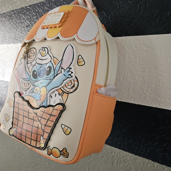 Loungefly Disney Stitch Ice Cream Backpack - Orange, Blue, White - Picture 4 of 7